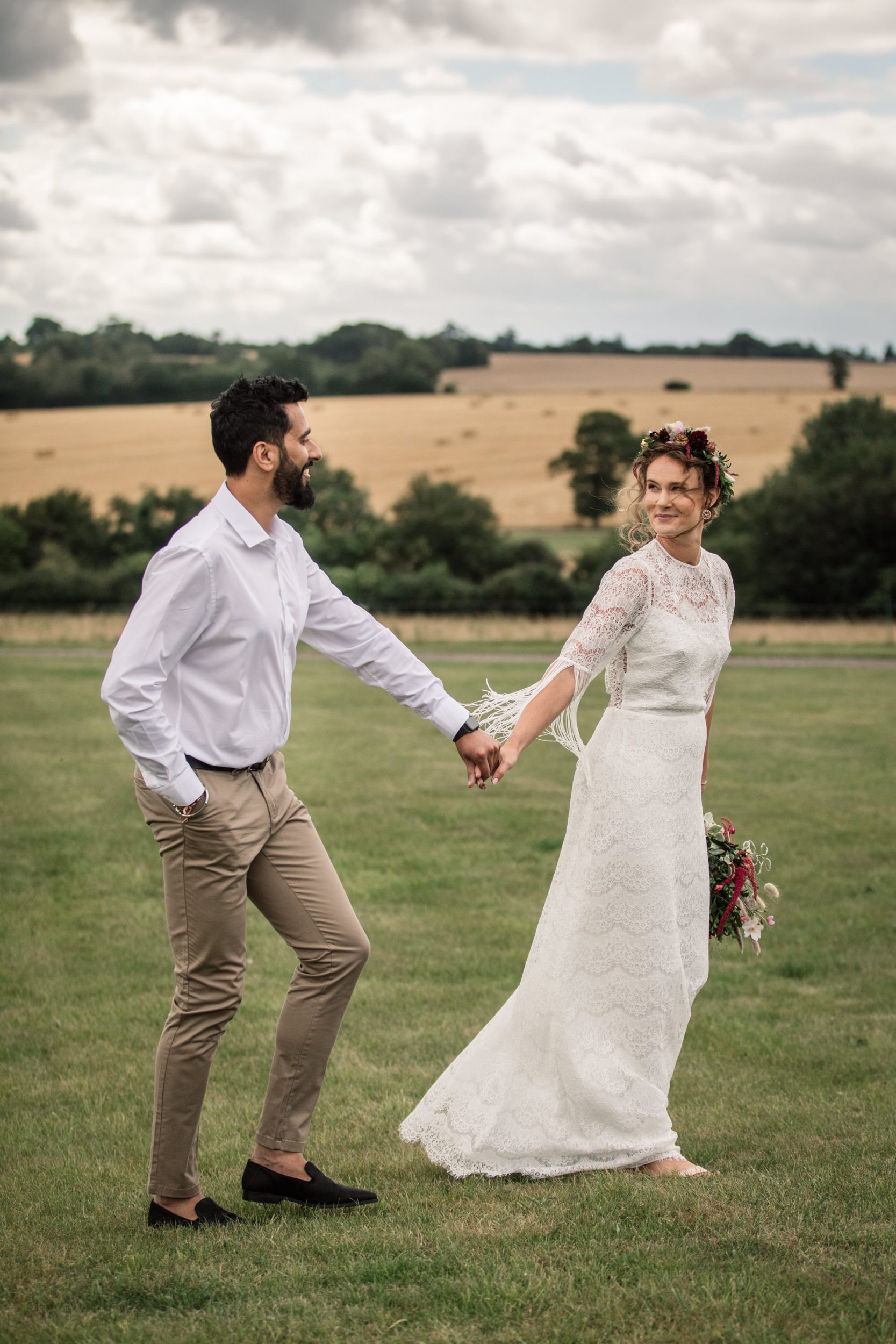 Bride and Groom for Suffolk Barn Wedding Photographer