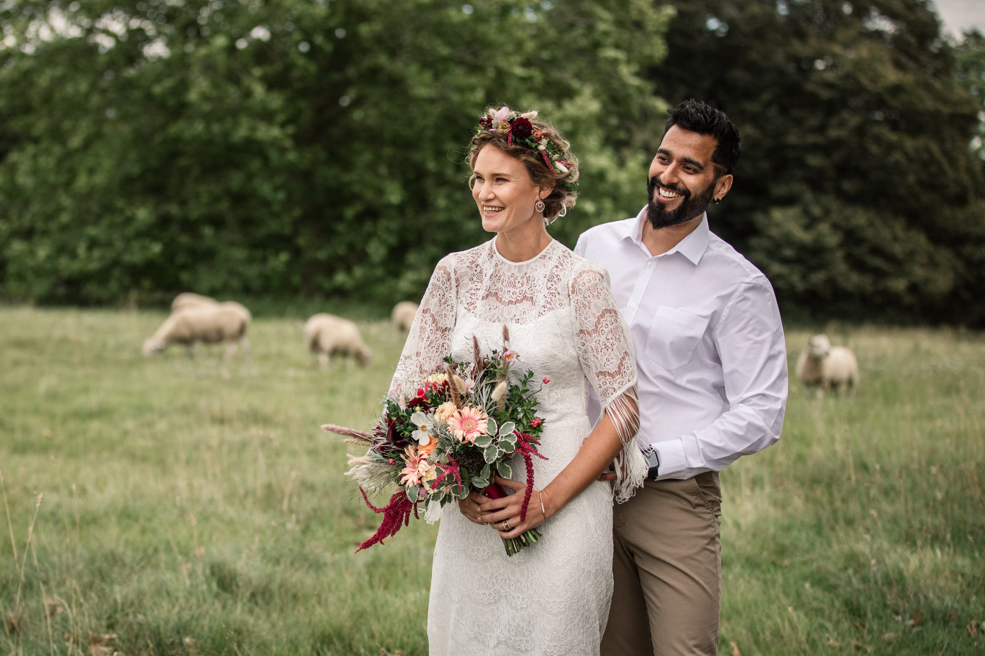 Bride and Groom for Suffolk Barn Wedding Photographer