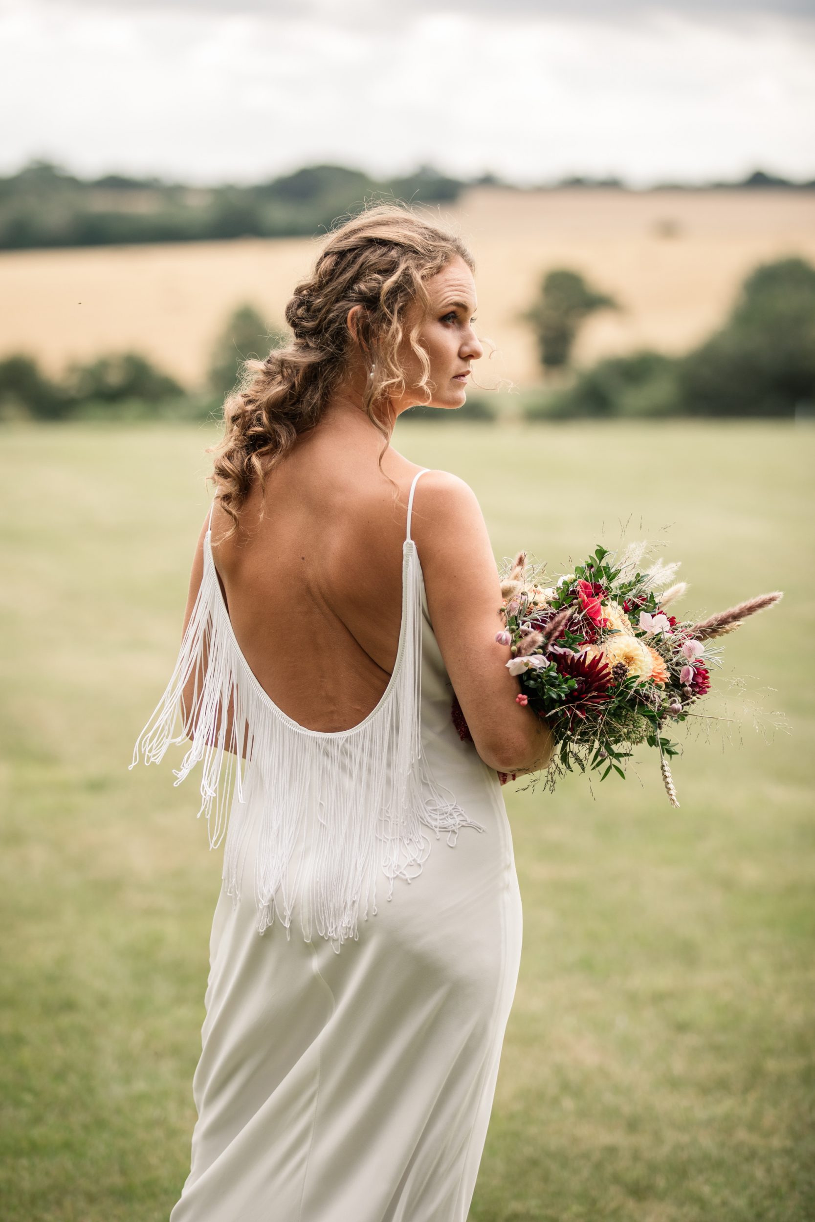Bride at styled shoot for Suffolk Barn Wedding Photographer