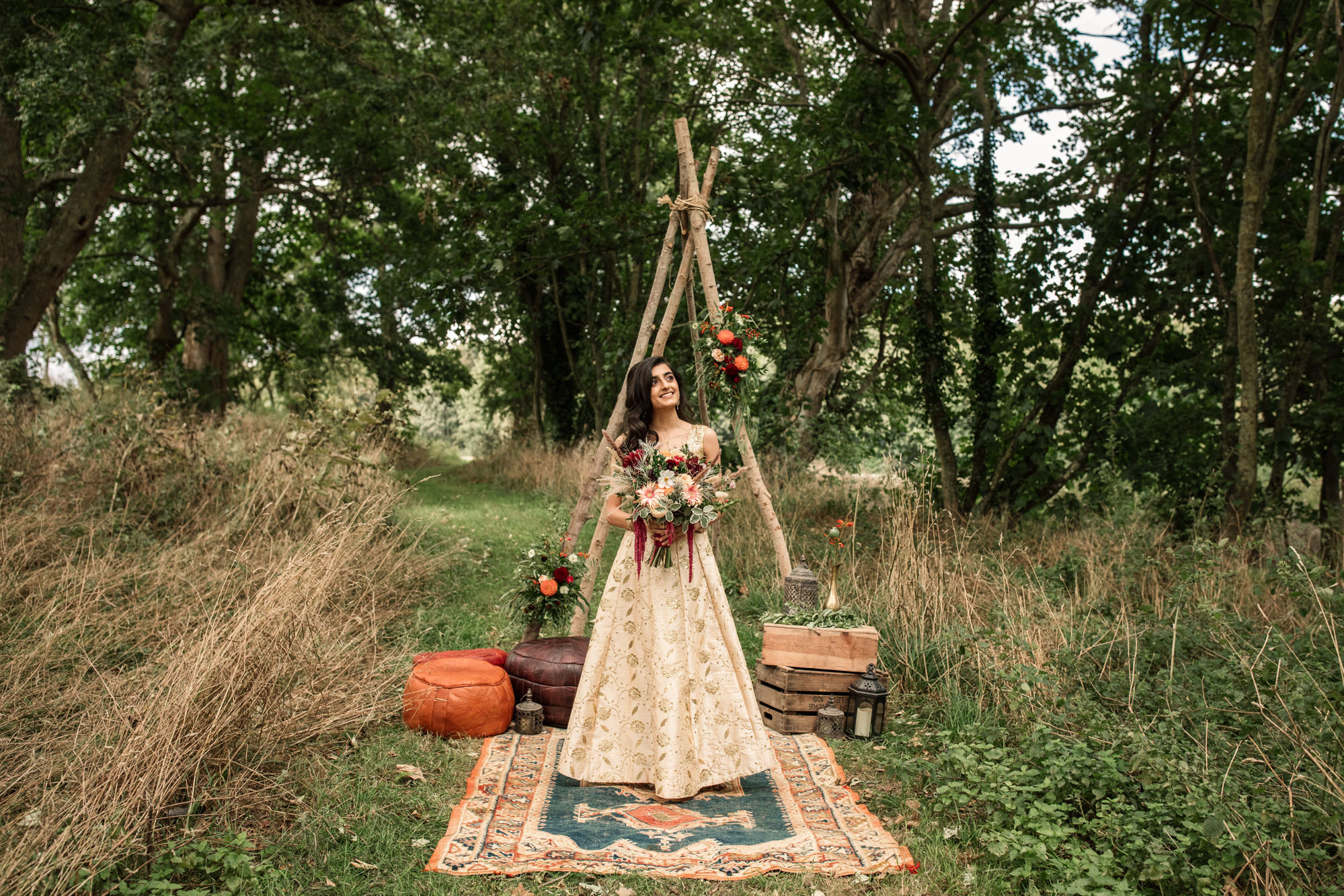 Outdoor wedding styled shoot for Suffolk Barn Wedding Photographer